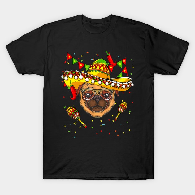 Pug Dog Cinco De Mayo Sombrero Mexican Gift Kids T-Shirt by Lorelaimorris